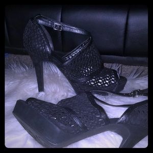 BCBG Suede Black Heels